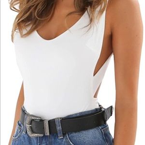 White bodysuit open back size Small NWOT